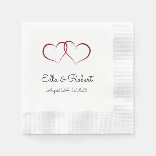 Zwei Herzen Hochzeit / Jubiläum Papier Napkins Serviette (Vorderseite)
