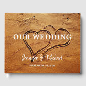 Zwei Herzen im Bräutigam Strand Hochzeitsgast Gästebuch (Vorderseite)