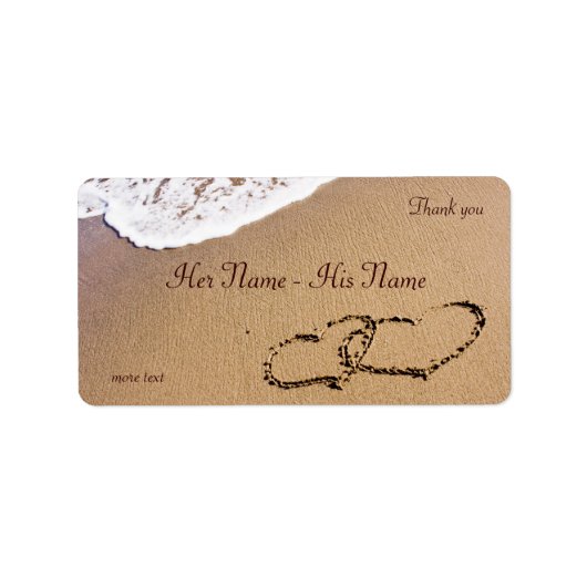 Zwei Herzen im Sand Adressaufkleber (Vorne)