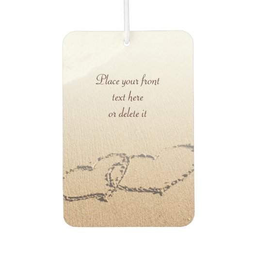 Zwei Herzen im Sand Autolufterfrischer (Vorderseite)