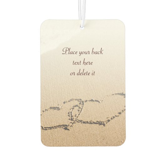 Zwei Herzen im Sand Autolufterfrischer (Rückseite)