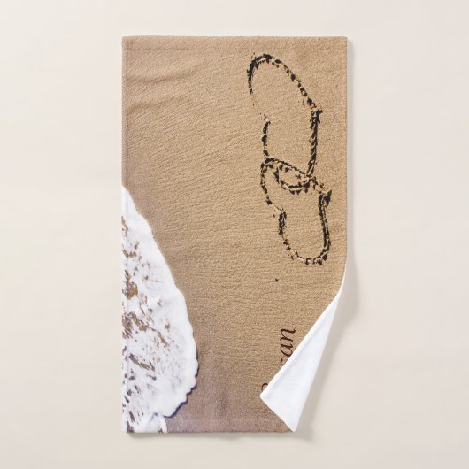 Zwei Herzen im Sand Badhandtuch Set (Handtuch)
