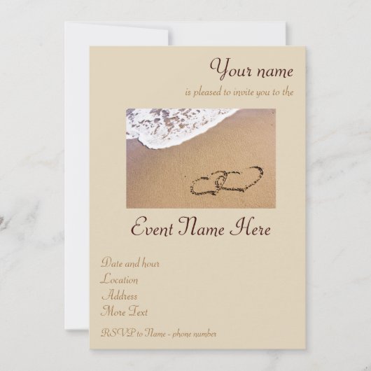 Zwei Herzen im Sand Einladung (Vorderseite)