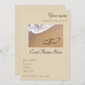 Zwei Herzen im Sand Einladung (Vorne/Hinten)