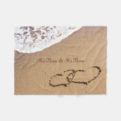 Zwei Herzen im Sand Fleecedecke (Vorderseite (Horizontal))