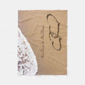 Zwei Herzen im Sand Fleecedecke (Vorderseite)