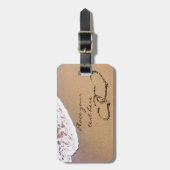 Zwei Herzen im Sand Gepäckanhänger (Vorderseite vertikal)