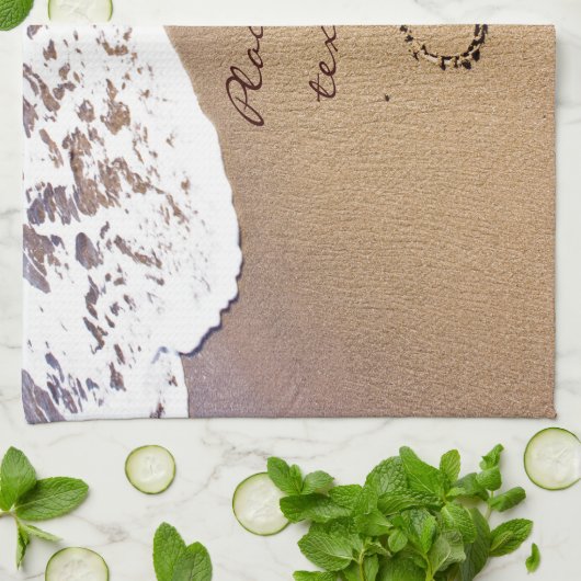 Zwei Herzen im Sand Küchentuch (Gefaltet)