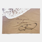 Zwei Herzen im Sand Küchentuch (Horizontal)