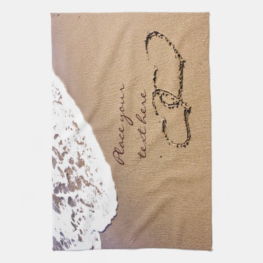 Zwei Herzen im Sand Küchentuch (Vertikal)