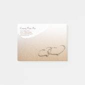 Zwei Herzen im Sand Post-it Klebezettel (Vorderseite)