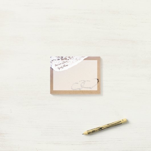 Zwei Herzen im Sand Post-it Klebezettel (Auf Schreibtisch)