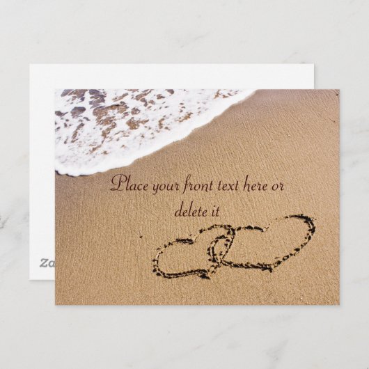 Zwei Herzen im Sand Postkarte (Vorne/Hinten)