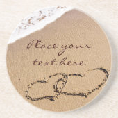 Zwei Herzen im Sand Sandstein Untersetzer (Vorne)