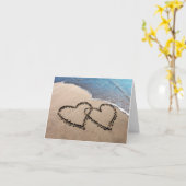 Zwei Herzen in der Sand-Grußkarte Karte (Gelbe Blume)