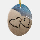 Zwei Herzen in der Sand-Ornament Keramik Ornament (Rechts)