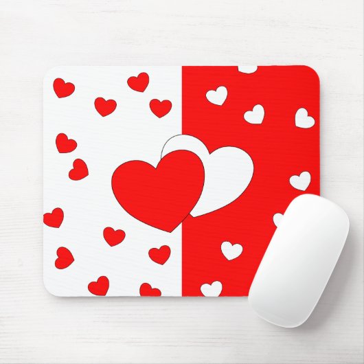 Zwei Herzen in Liebe rot-weiß-Maus-Pad Mousepad (Mit Mouse)