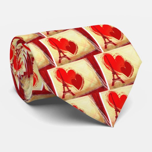 Zwei Herzen in Paris Krawatte (Gerollt)
