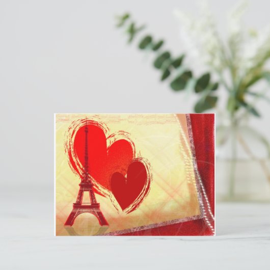 Zwei Herzen in Paris Postkarte (Stehend Vorderseite)