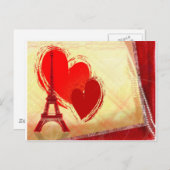 Zwei Herzen in Paris Postkarte (Vorne/Hinten)