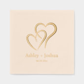 Zwei Herzen Individuelle Name und Datum Hochzeit Servietten Mit Folie (Vorderseite)