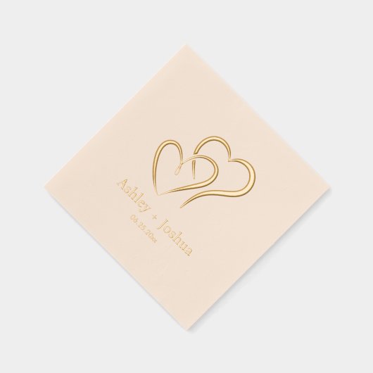 Zwei Herzen Individuelle Name und Datum Hochzeit Servietten Mit Folie (Rechts)