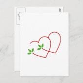 Zwei Herzen mit Blätter - Symbol für Ehe Postkarte (Vorne/Hinten)