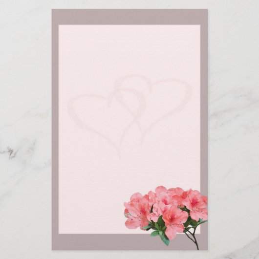 Zwei Herzen mit grauer Border-Hochzeit Briefpapier (Vorderseite)