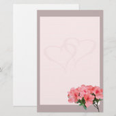 Zwei Herzen mit grauer Border-Hochzeit Briefpapier (Vorne/Hinten)