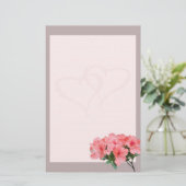 Zwei Herzen mit grauer Border-Hochzeit Briefpapier (Stehend Vorderseite)