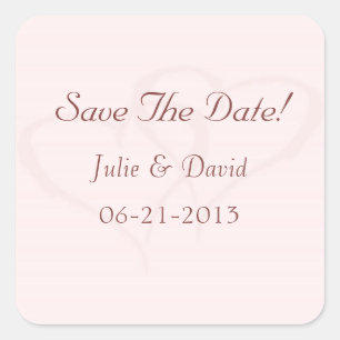 Zwei Herzen mit grauer Umrandung Save The Date Hoc Quadratischer Aufkleber