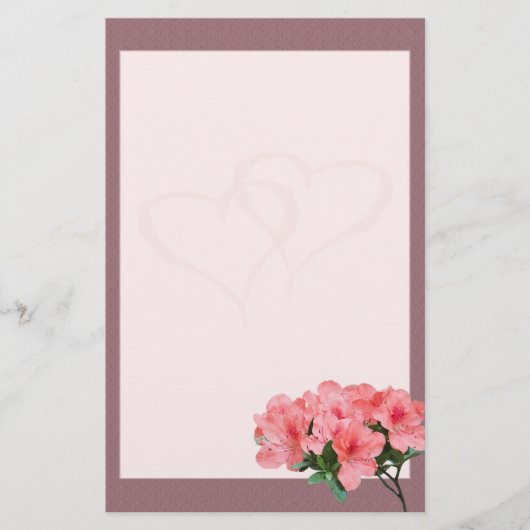 Zwei Herzen mit rosa brauner Hochzeit Briefpapier (Vorderseite)