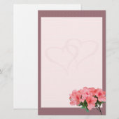 Zwei Herzen mit rosa brauner Hochzeit Briefpapier (Vorne/Hinten)