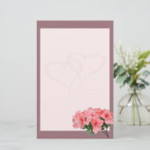 Zwei Herzen mit rosa brauner Hochzeit Briefpapier (Stehend Vorderseite)