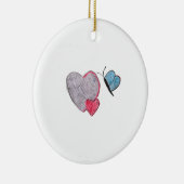 Zwei Herzen mit Schmetterling Keramik Ornament (Rechts)