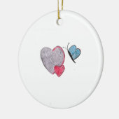 Zwei Herzen mit Schmetterling Keramik Ornament (Links)