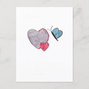 Zwei Herzen mit Schmetterling Postkarte
