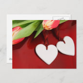 Zwei Herzen mit Tulips Postkarte (Vorne/Hinten)