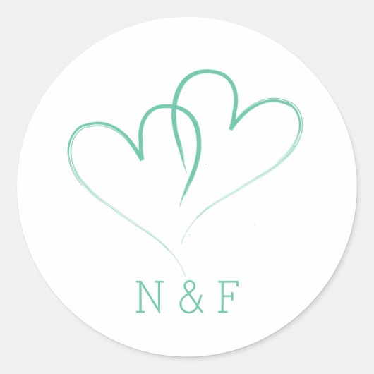 Zwei Herzen miteinander verflochten - Wedding Roun Runder Aufkleber (Vorderseite)