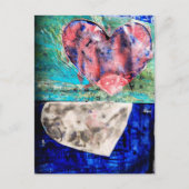 Zwei Herzen Mixed Media Postkarte (Vorderseite)