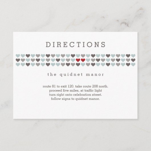 Zwei Herzen Moderne Hochzeitsrichtungen Einsteckka Begleitkarte (Vorderseite)