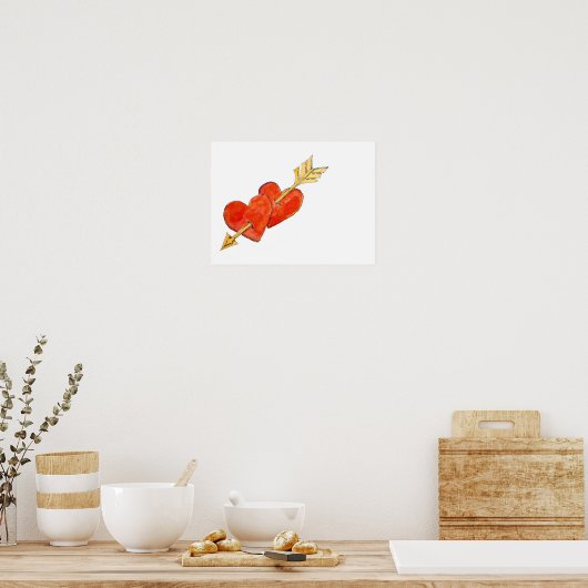 Zwei Herzen - Pfeil 2011 Poster (Küche)