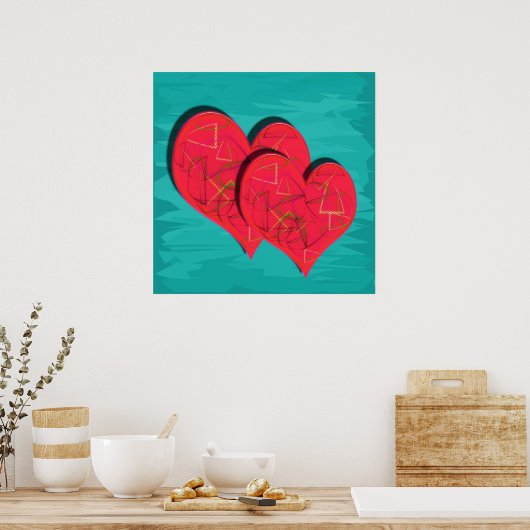 Zwei Herzen Poster (Küche)