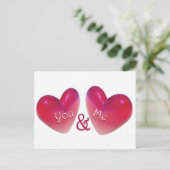 Zwei Herzen Romantik Postkarte (Stehend Vorderseite)