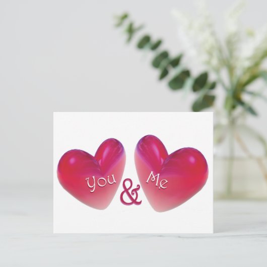 Zwei Herzen Romantik Postkarte (Stehend Vorderseite)