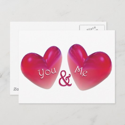 Zwei Herzen Romantik Postkarte (Vorne/Hinten)