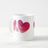 Zwei Herzen romantisch Kaffeetasse (Vorderseite Links)