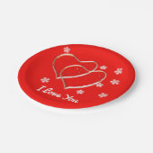 Zwei Herzen, romantische Hochzeit.Personalisiert Pappteller (Schrägansicht)