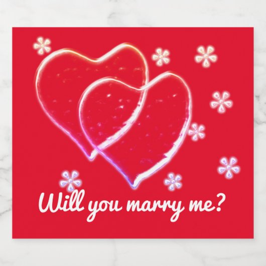 Zwei Herzen, romantische Hochzeit.Personalisiert Schaumweinetikett (Einzelnes Label)