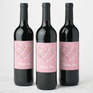 zwei Herzen, romantische Hochzeit. Personalisiert Weinetikett